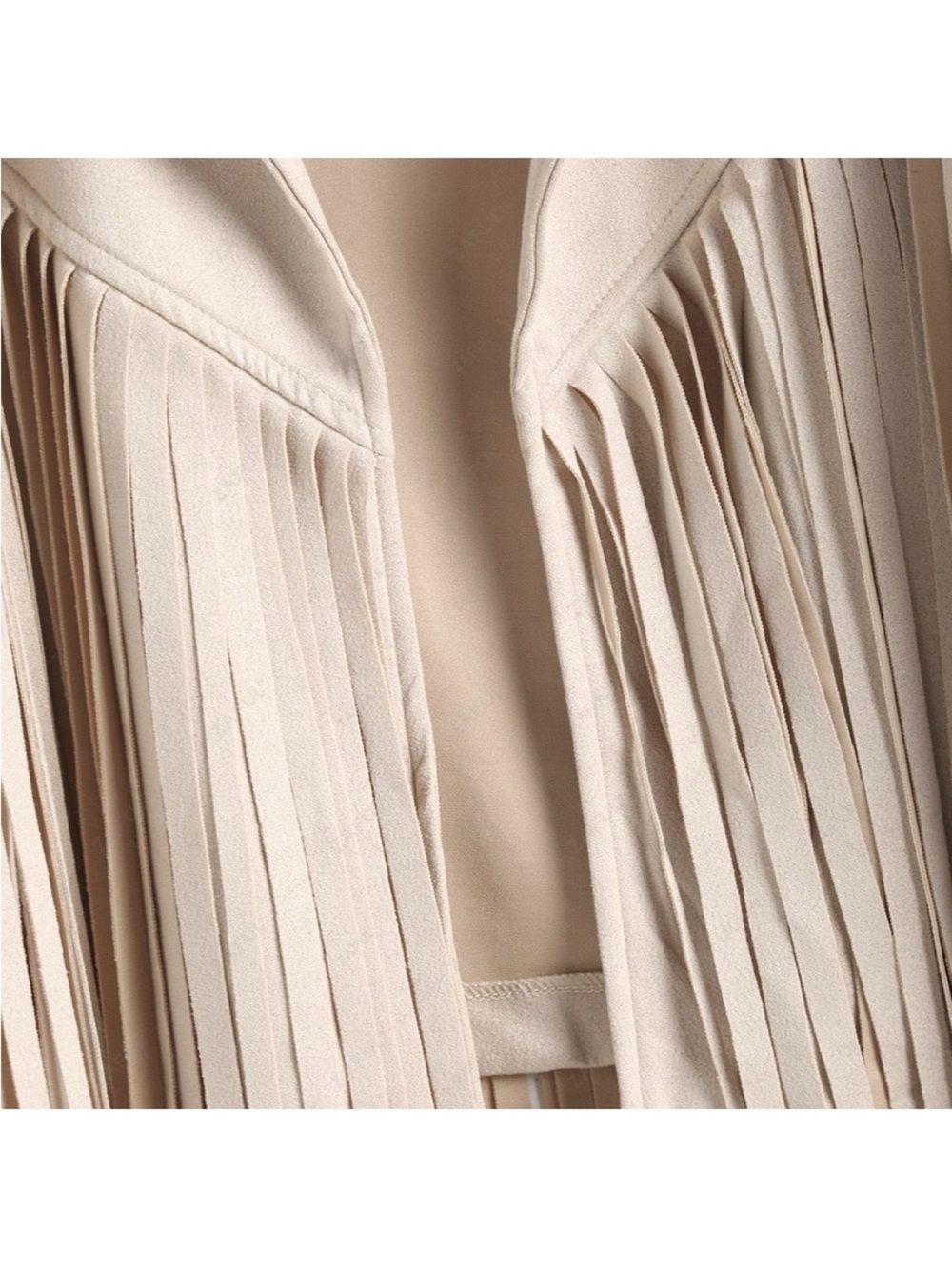 Fringed Cream Suede Jacket women cardigan blazer boho - Picture 2 of 5